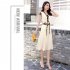 Women V Neck Dress Summer Short Sleeves Trendy Printing Contrast Color A line Skirt Casual Large Size Midi Skirt Pink 3XL