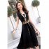 Women V Neck Dress Summer Short Sleeves Trendy Printing Contrast Color A line Skirt Casual Large Size Midi Skirt Pink 3XL