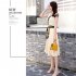 Women V Neck Dress Summer Short Sleeves Trendy Printing Contrast Color A line Skirt Casual Large Size Midi Skirt Pink 3XL