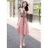 Women V Neck Dress Summer Short Sleeves Trendy Printing Contrast Color A line Skirt Casual Large Size Midi Skirt apricot 2XL