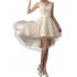 Women V Neck Lace Up Back Lace Satin Tulle High Low Short Bridesmaid Evening Gowns Prom Dress16ZQ