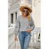 Women V Neck Long Sleeve Blouse Loose Fit Ruffles Tunics Tops Solid Color Casual Pullover Knitted Sweater Pink L