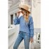 Women V Neck Long Sleeve Blouse Loose Fit Ruffles Tunics Tops Solid Color Casual Pullover Knitted Sweater Pink L
