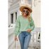 Women V Neck Long Sleeve Blouse Loose Fit Ruffles Tunics Tops Solid Color Casual Pullover Knitted Sweater Pink L