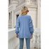 Women V Neck Long Sleeve Blouse Loose Fit Ruffles Tunics Tops Solid Color Casual Pullover Knitted Sweater Pink L