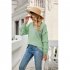 Women V Neck Long Sleeve Blouse Loose Fit Ruffles Tunics Tops Solid Color Casual Pullover Knitted Sweater Pink L