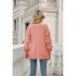 Women V Neck Long Sleeve Blouse Loose Fit Ruffles Tunics Tops Solid Color Casual Pullover Knitted Sweater Pink L