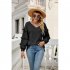 Women V Neck Long Sleeve Blouse Loose Fit Ruffles Tunics Tops Solid Color Casual Pullover Knitted Sweater Pink L