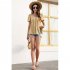 Women V Neck Short Sleeves Tops Elegant Floral Printing Pleated Blouse Casual Loose Pullover Shirt pink L