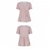 Women V Neck Short Sleeves Tops Elegant Floral Printing Pleated Blouse Casual Loose Pullover Shirt yellow M