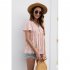 Women V Neck Short Sleeves Tops Elegant Floral Printing Pleated Blouse Casual Loose Pullover Shirt yellow M