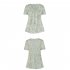 Women V Neck Short Sleeves Tops Elegant Floral Printing Pleated Blouse Casual Loose Pullover Shirt yellow M