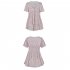 Women V Neck Short Sleeves Tops Elegant Floral Printing Pleated Blouse Casual Loose Pullover Shirt yellow M
