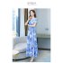 Women V Neck Short Sleeves Dress Summer Sweet Floral Printing A line Skirt Trendy Slimming Pullover Dress Pink 2XL