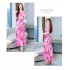 Women V Neck Short Sleeves Dress Summer Sweet Floral Printing A line Skirt Trendy Slimming Pullover Dress blue XL