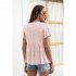 Women V Neck Short Sleeves Tops Elegant Floral Printing Pleated Blouse Casual Loose Pullover Shirt black 2XL