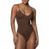 Women V Neck Sleeveless Bodysuit Sexy Backless Slim Fit Romper Summer Solid Color Bodysuit Brown M