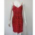 Women V neck Dress Sexy Spaghetti Strap Leopard Print A line Skirt Summer High Waist Sleeveless Mid Skirt red M