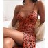 Women V neck Dress Sexy Spaghetti Strap Leopard Print A line Skirt Summer High Waist Sleeveless Mid Skirt red XL