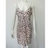 Women V neck Dress Sexy Spaghetti Strap Leopard Print A line Skirt Summer High Waist Sleeveless Mid Skirt green XL