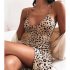 Women V neck Dress Sexy Spaghetti Strap Leopard Print A line Skirt Summer High Waist Sleeveless Mid Skirt green XL