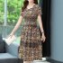 Women V neck Dress Summer Ice Silk Short Sleeves A line Skirt Large Size Loose Casual Dress red XXXL