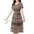 Women V neck Dress Summer Ice Silk Short Sleeves A line Skirt Large Size Loose Casual Dress red XXXL