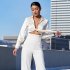 Women V neck Satin Tops Long sleeved Bowknot Tie Fashion Crop Top Blouse 8207 2 white S