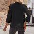 Women V neck Shirt Casual Long Sleeves Loose Tops Simple Solid Color Pullover Tops For Date Party Beach green L