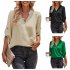 Women V neck Shirt Casual Long Sleeves Loose Tops Simple Solid Color Pullover Tops For Date Party Beach green XL