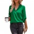 Women V neck Shirt Casual Long Sleeves Loose Tops Simple Solid Color Pullover Tops For Date Party Beach black S