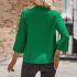 Women V neck Shirt Casual Long Sleeves Loose Tops Simple Solid Color Pullover Tops For Date Party Beach black L