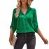 Women V neck Shirt Casual Long Sleeves Loose Tops Simple Solid Color Pullover Tops For Date Party Beach black L