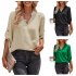 Women V neck Shirt Casual Long Sleeves Loose Tops Simple Solid Color Pullover Tops For Date Party Beach black L
