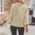 Women V neck Shirt Casual Long Sleeves Loose Tops Simple Solid Color Pullover Tops For Date Party Beach black L