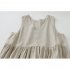 Women V neck Tank Dress Summer Linen Sleeveless A line Skirt Casual High Waist Solid Color Pullover Dress Army Green M