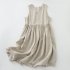 Women V neck Tank Dress Summer Linen Sleeveless A line Skirt Casual High Waist Solid Color Pullover Dress Army Green M