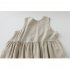Women V neck Tank Dress Summer Linen Sleeveless A line Skirt Casual High Waist Solid Color Pullover Dress Army Green M