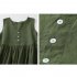Women V neck Tank Dress Summer Linen Sleeveless A line Skirt Casual High Waist Solid Color Pullover Dress linen color M