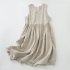 Women V neck Tank Dress Summer Linen Sleeveless A line Skirt Casual High Waist Solid Color Pullover Dress linen color XL