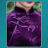 Women Velvet Cheongsam Dress Stylish Slim Fit Large Size Long Skirt Elegant Stand Collar High Slit Dress T0072 2 purple XXL