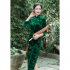 Women Velvet Cheongsam Dress Stylish Slim Fit Large Size Long Skirt Elegant Stand Collar High Slit Dress T0072 2 purple XXXL