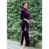 Women Velvet Cheongsam Dress Stylish Slim Fit Large Size Long Skirt Elegant Stand Collar High Slit Dress T0072 4 emerald green L