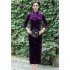 Women Velvet Cheongsam Dress Stylish Slim Fit Large Size Long Skirt Elegant Stand Collar High Slit Dress T0072 4 emerald green L