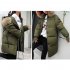 Women Warm Cotton Padded Jacket Fashionable Hooded Winter Coat Army Green XXXL