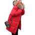 Women Warm Cotton Padded Jacket Fashionable Hooded Winter Coat red XXXL