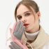 Women Warm Gloves Touch Screen Thickening Fleece Lined Cold proof Non slip Gloves for Driving Riding Gray