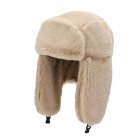 Women Warm Hat Winter Fleece Lined Windproof Ear Protective Cap Fashionable Solid Color Hat For Outdoor Cycling Khaki One size