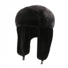 Women Warm Hat Winter Fleece Lined Windproof Ear Protective Cap Fashionable Solid Color Hat For Outdoor Cycling black One size