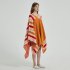 Women Wearable Blanket Sweatshirt Multifunctional Warm Super Soft Cozy Stripes Blanket One Size Orange
